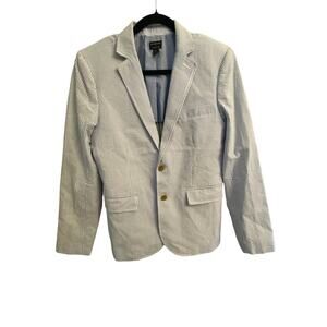Crewcuts J Crew Boys Thompson Seersucker Blazer Size 16 White Blue Preppy Cotton